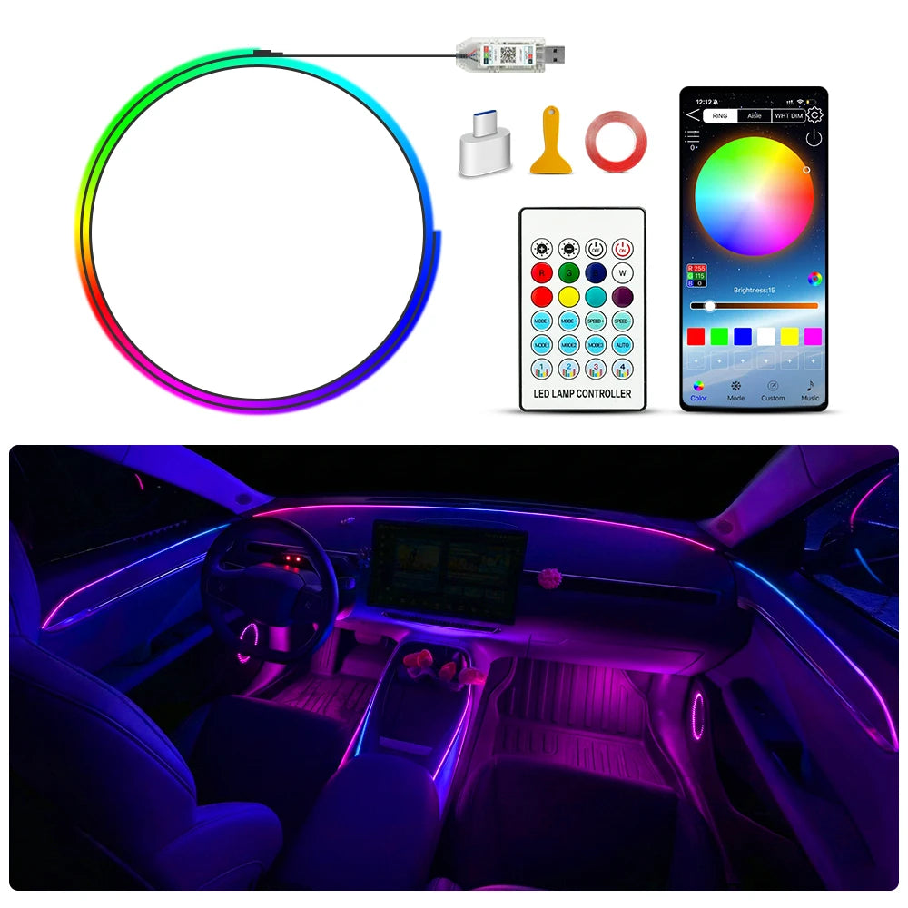 For Symphony Atmosphere Ambient 64-color RGB Interior Lighting