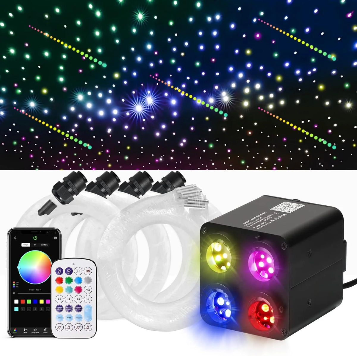 4port 36W Twinkle Rgbw Meteor Fibre Optic Star Ceiling
