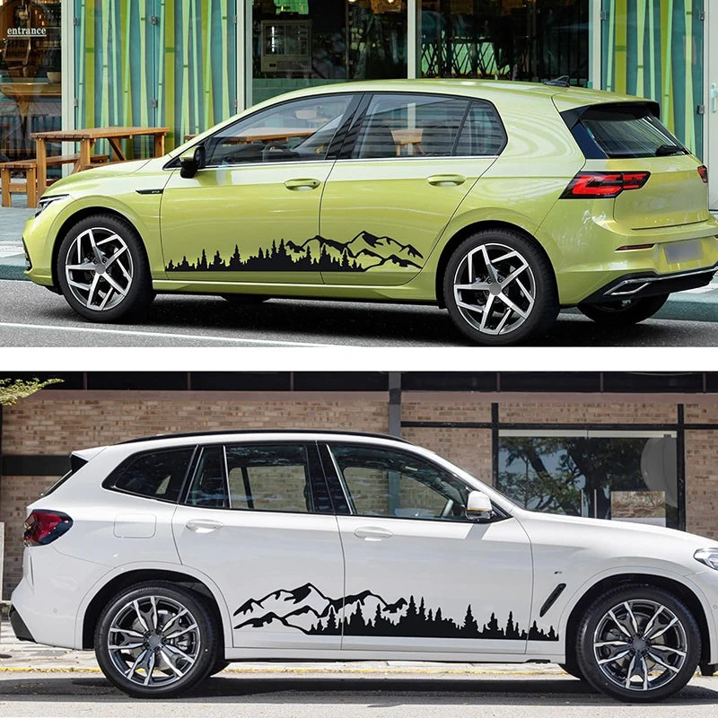 For All 2PCS Forest Vinyl Side Stickers Waterproof Door Truck