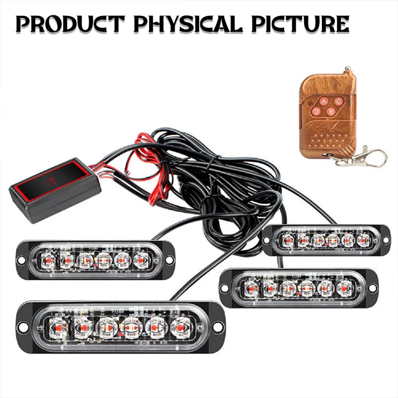 12V Warning Strobe Emergency Signal Brightness Amber Blue Red