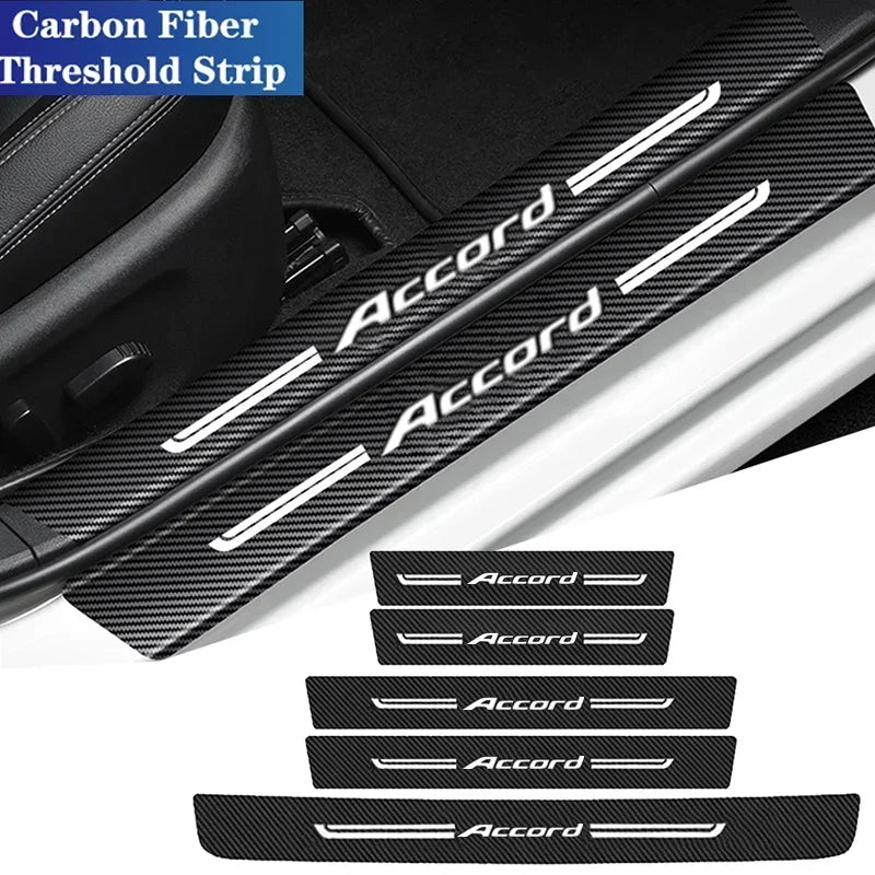 For Honda Accord Trunk Bumper Decals Carbon Fiber Door Sill