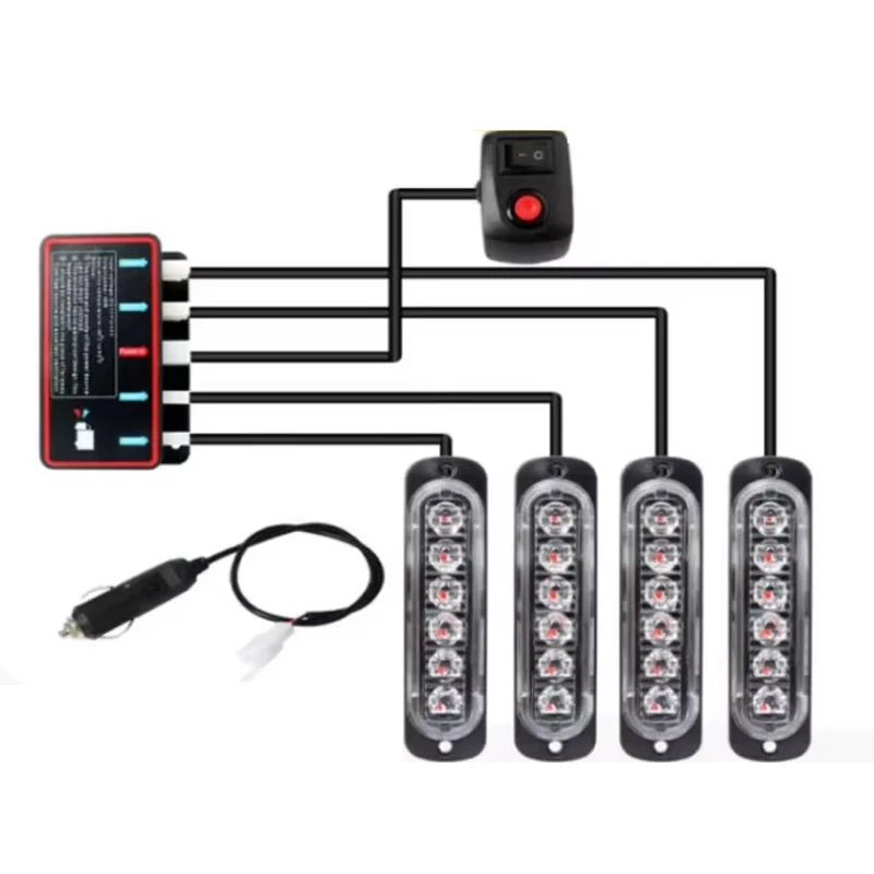 24LED Strobe Grille 12V Wireless Remote Control Emergency