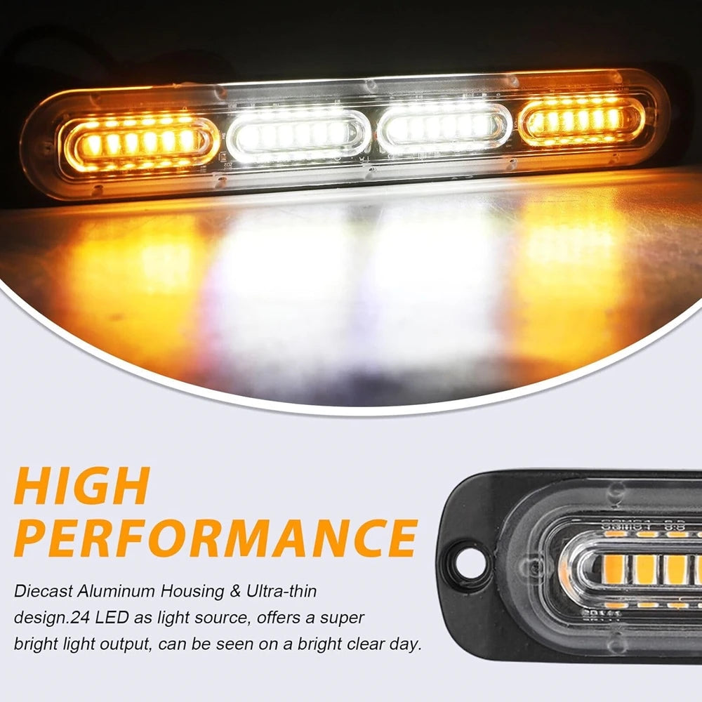 24 Strobe Bar Amber Grille Flash Side Taillight Beacon