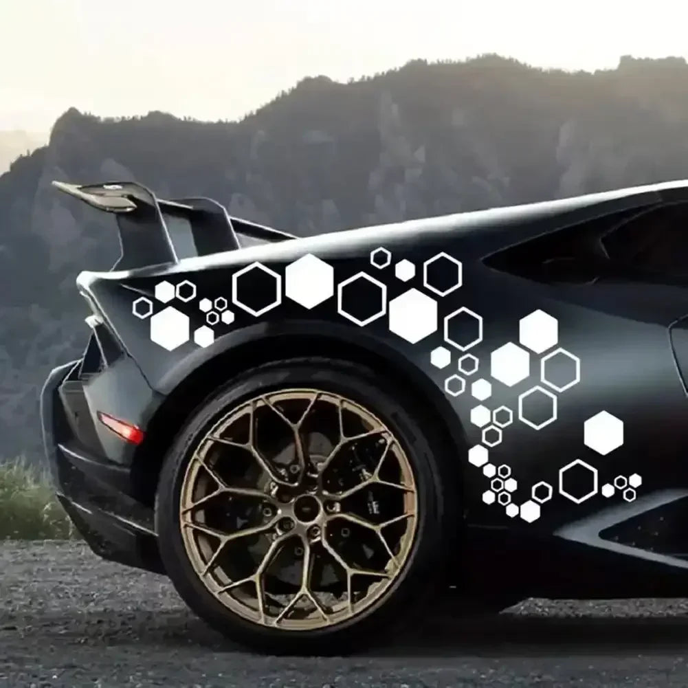 52PCS Hexagonal Stickers Body Cool Open Honeycomb Vinyl Decals