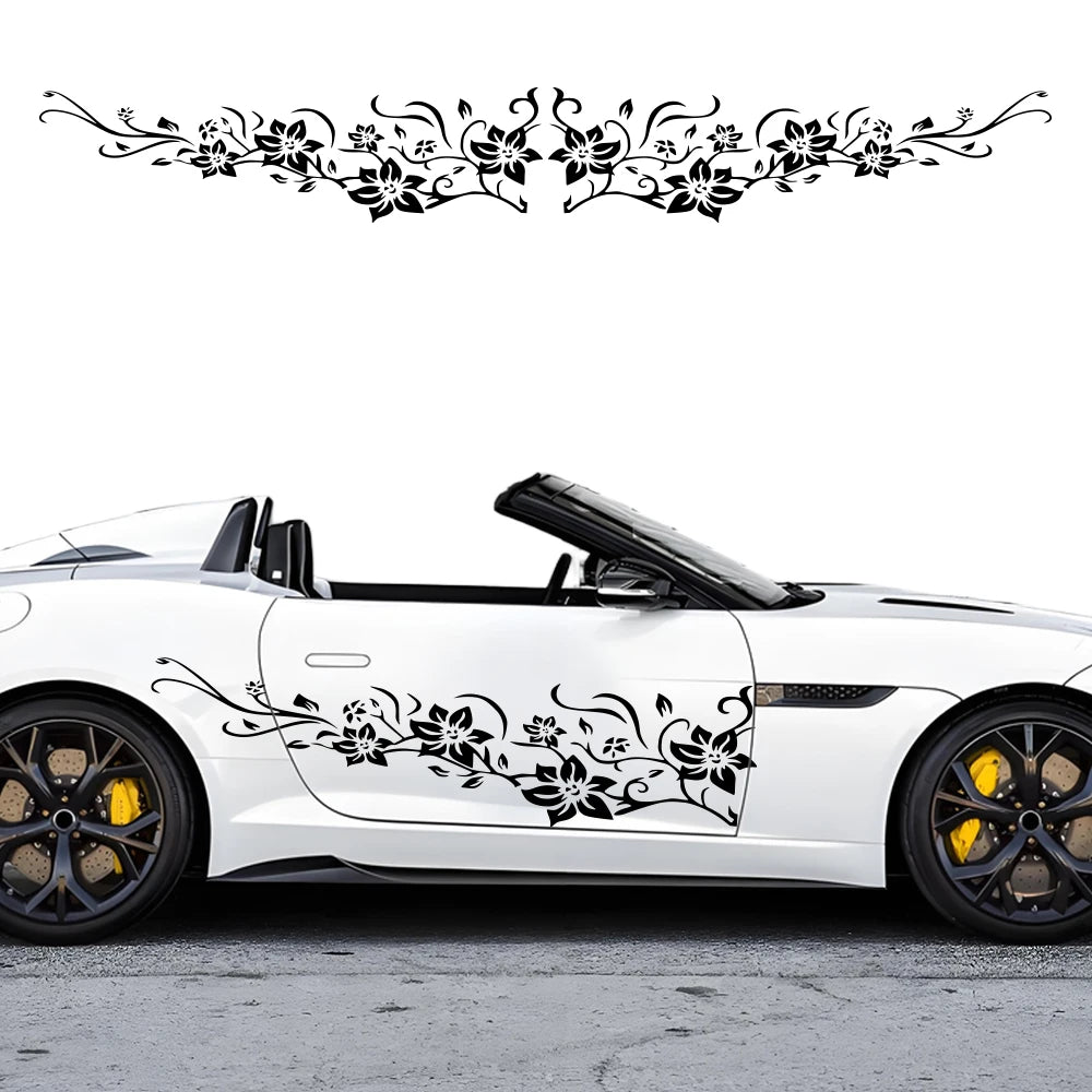 2PCS Art Design Floral Sticker Decal Side Body Wrap