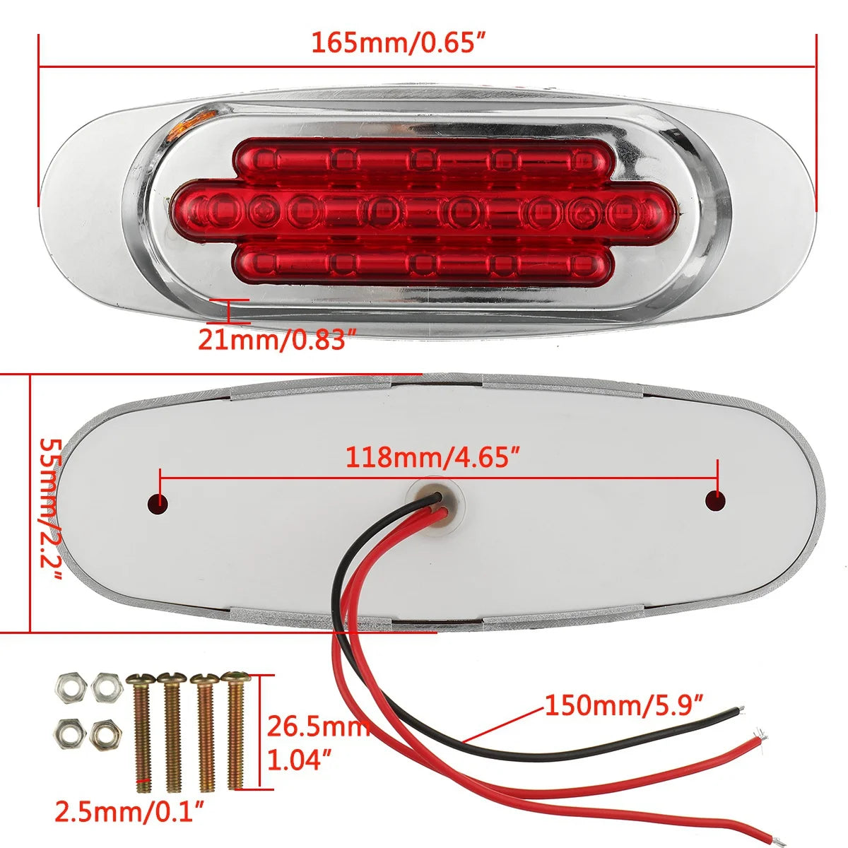For Bus 2PCS Side Marker Indicator Front Rear Tail Clearance Dc
