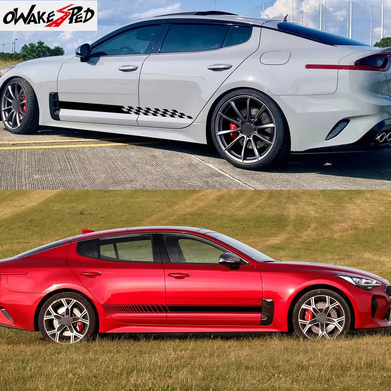 For Kia Stinger Gt Gts Racing 2PCS Door Both Side Skirt Sticker