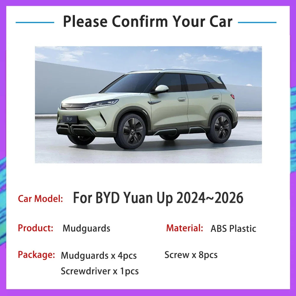 For BYD Yuan Up 2024 2025 ABS Mud Guards Mudguards Mudflaps