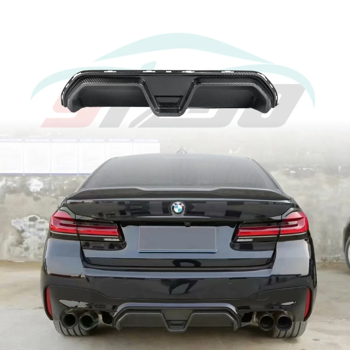 For BMW Real Dry Carbon Fiber Rear Bumper Diffuser Lip Spoiler
