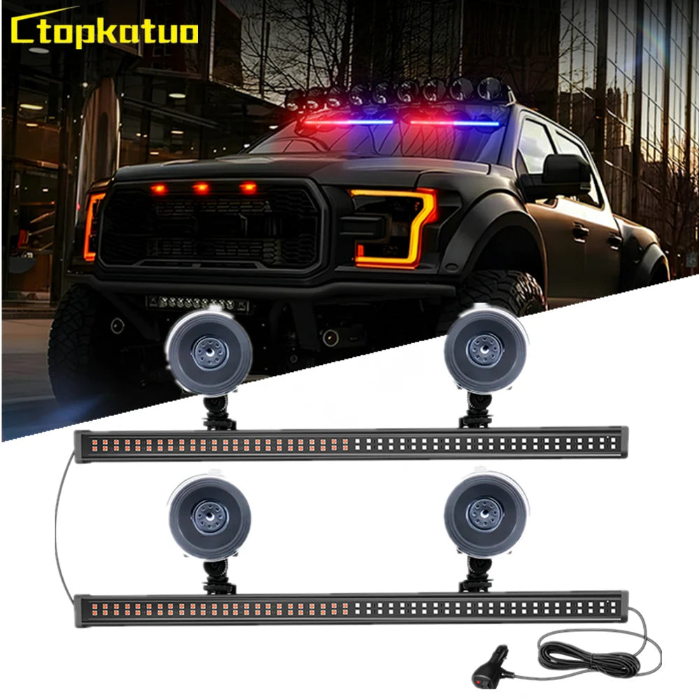 2PCS Strobe 96LED Warning Flashing Bar Truck Emergency Signal