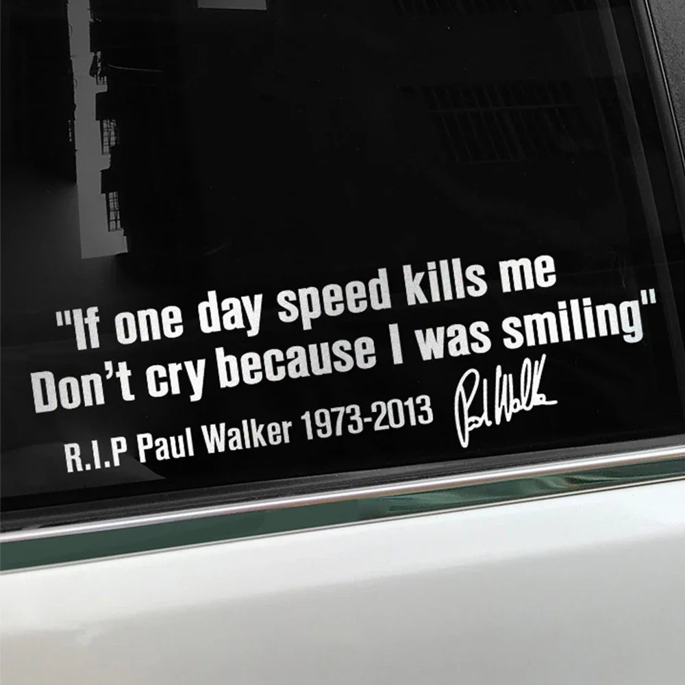 28x8cm r.i.p Paul Walker Sentences Reflective Sticker Motorcycle