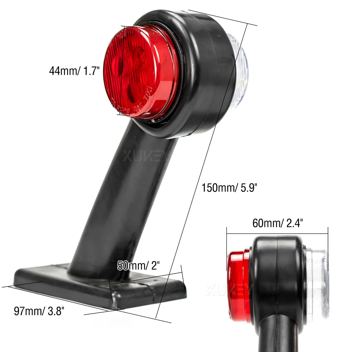 2X Side Rubber Stalk Marker Red Amber Outline 12V