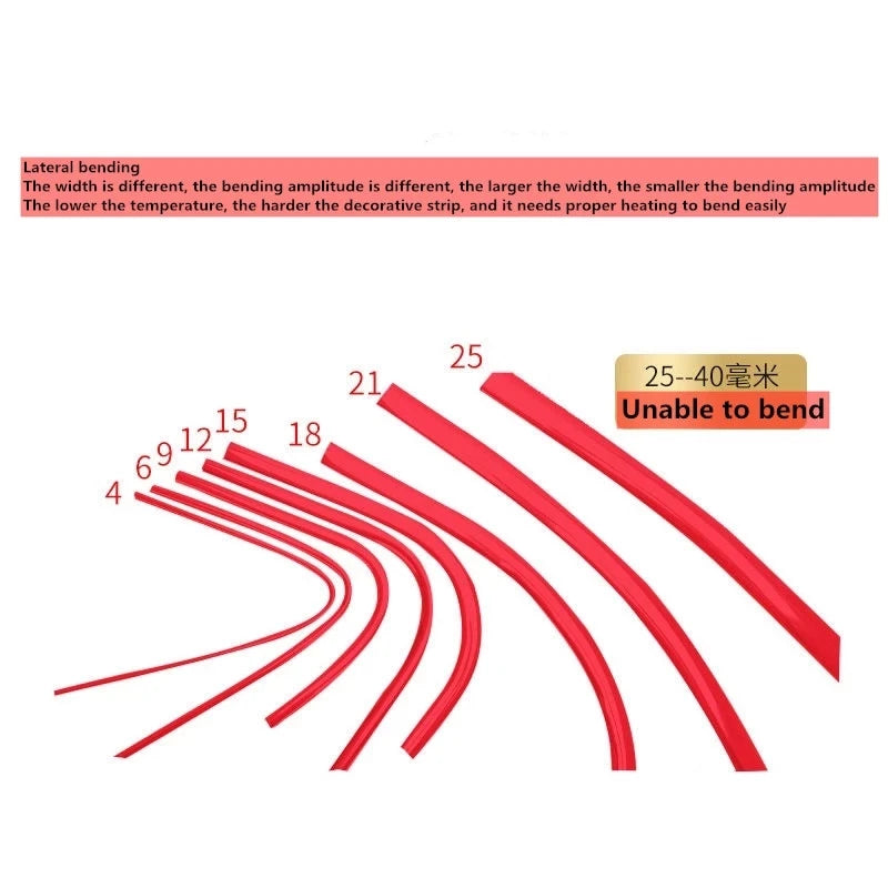 Bright Red Exterior Chrome Body Strip Bumper Door Protective