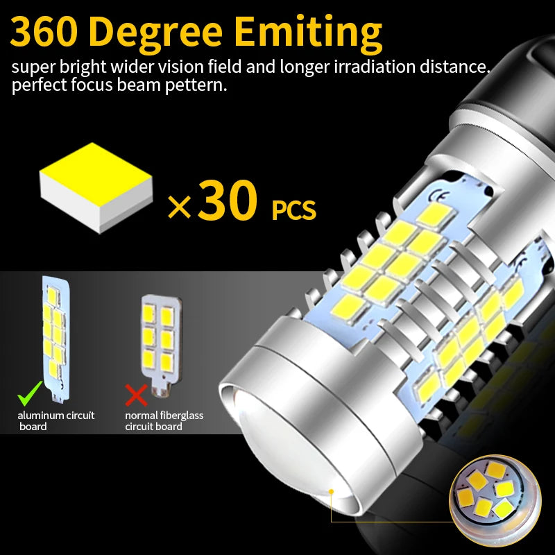 2PCS 30-smd T20 7440 W21W W21 5W 7443 Bulbs