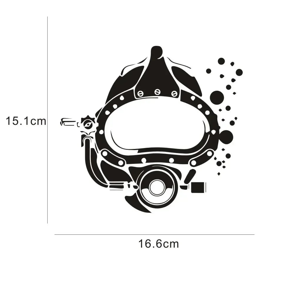 Sticker Diver Diving Mask Decal Waterproof Custom 16.6cm 15.1cm