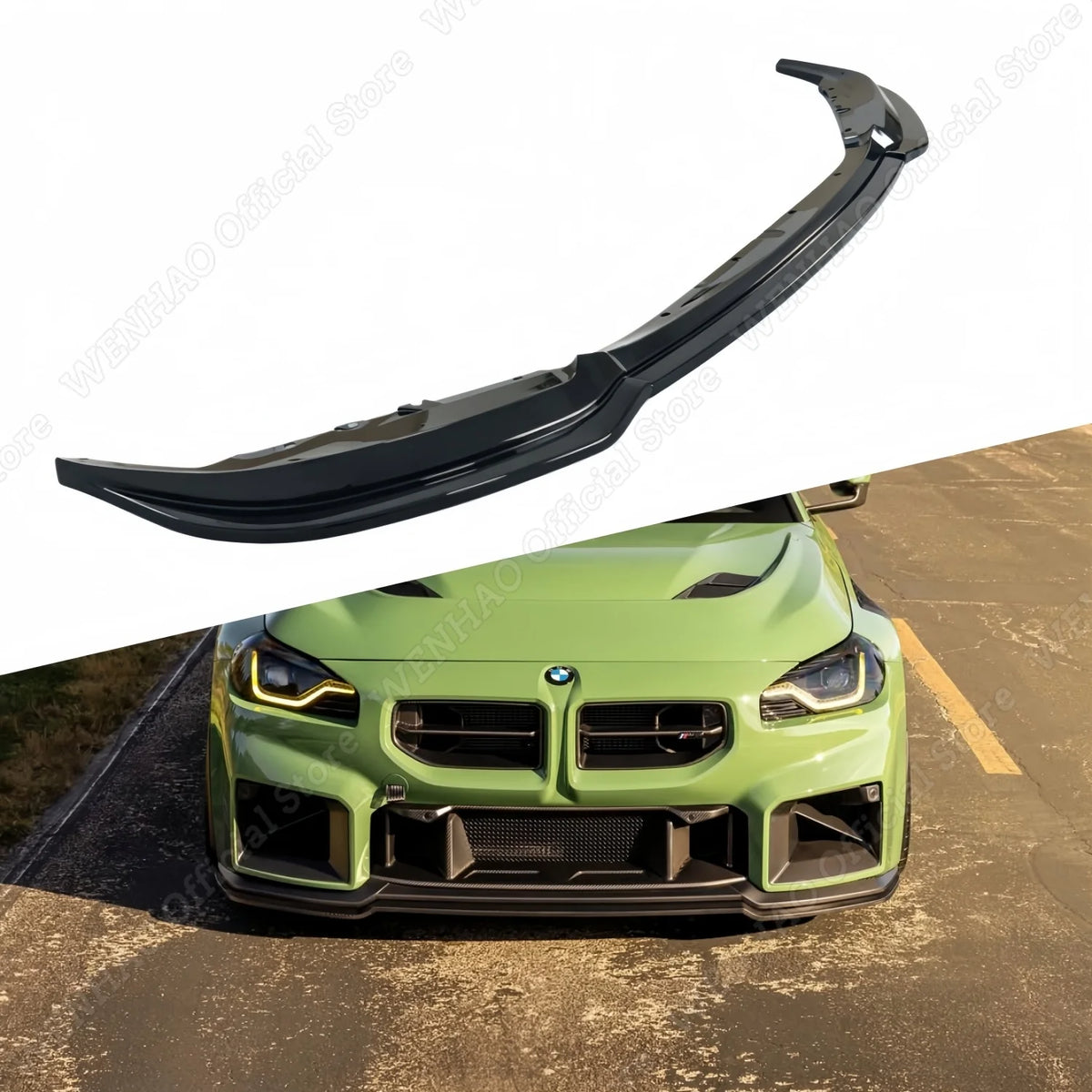 For BMW 2 Series M2 G87 3PCS ABS Gloss Black Front Bumper Lip