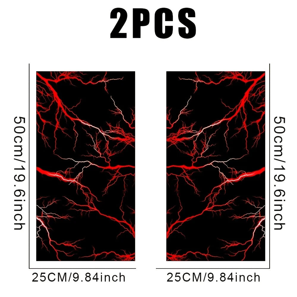 2-piece Red Lightning Decal Set easy-paste b-pillar Sticker