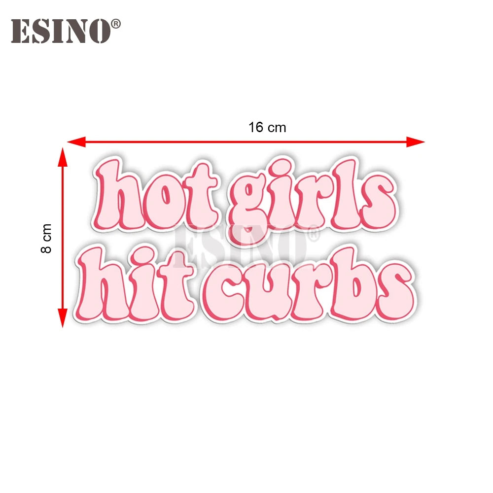 Funny Girls Hit Curbs Pvc Adhesive Decal Cartoon Waterproof