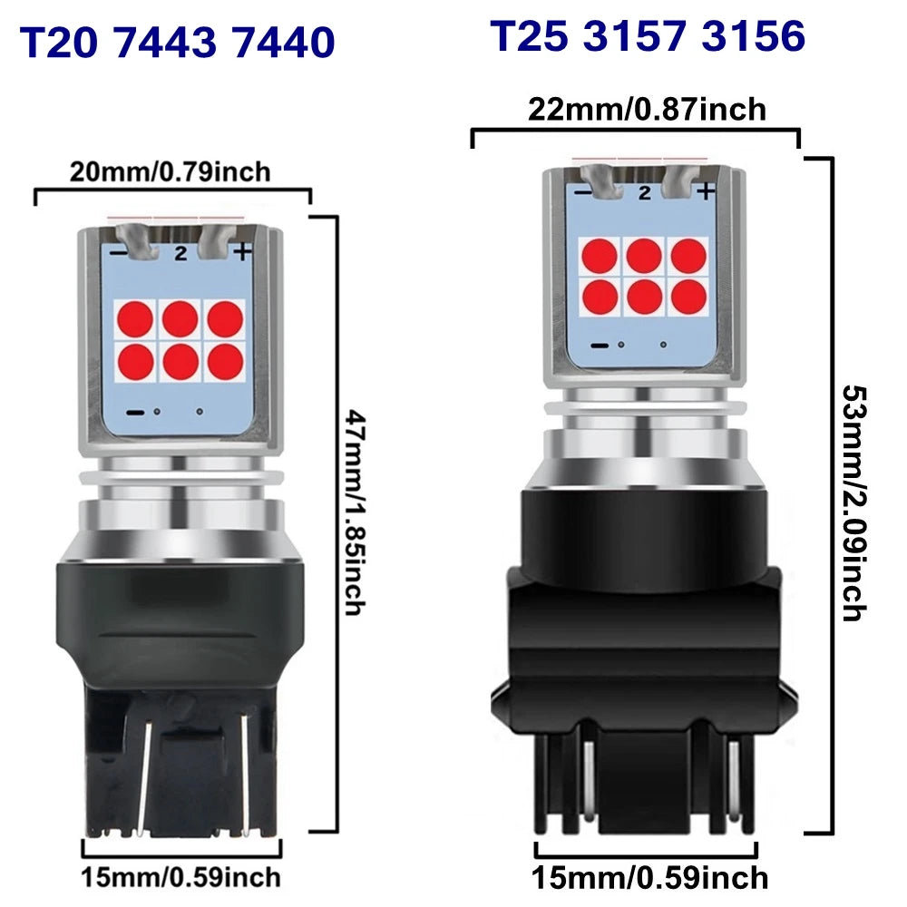 2PCS T20 3157 Bulbs 7443 W21 5W 7440 W21W