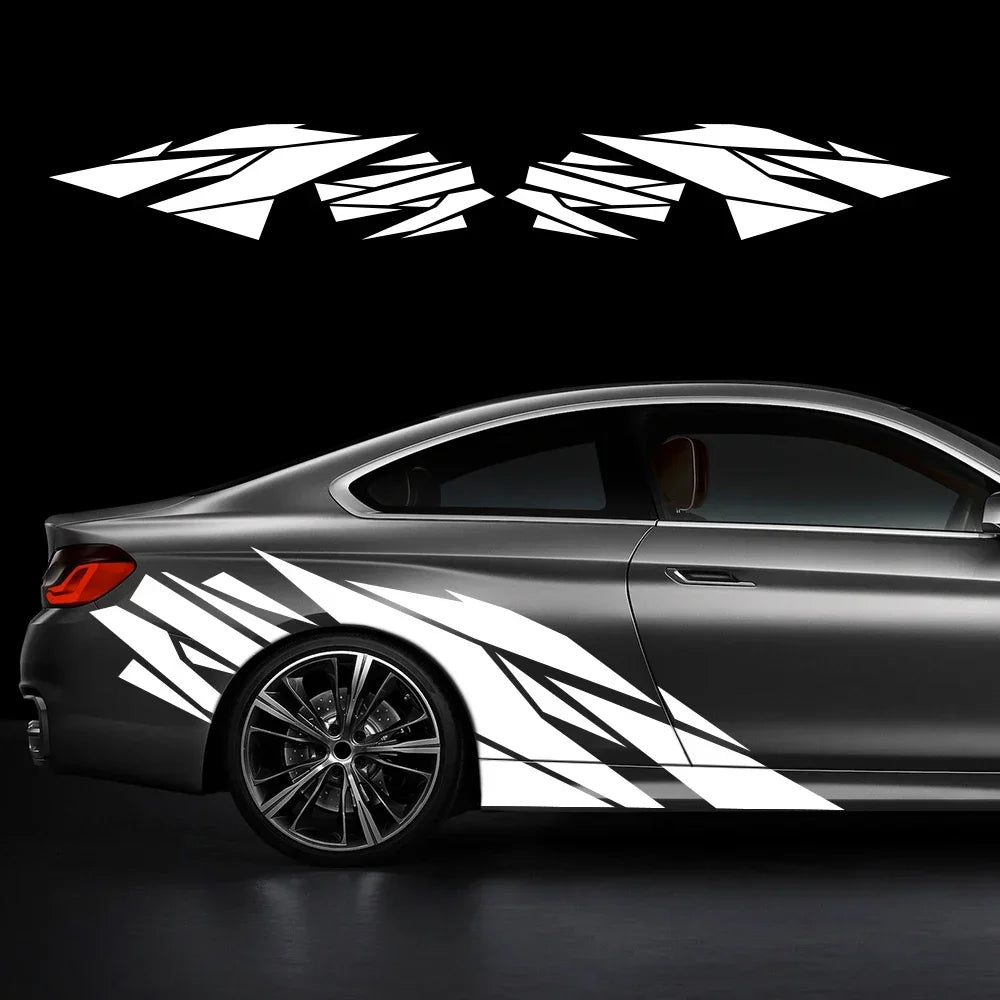 2PCS Door Side Skirts Stickers Fragment Splicing Vinyl Decals