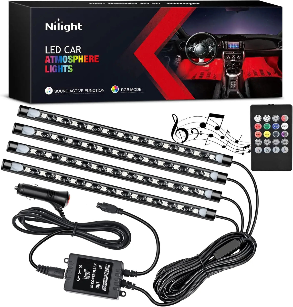 Nilight tr-06 4PCS 48 Interior Dc 12V Multicolor Music
