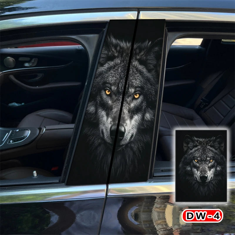 2PCS Wolf Sticker b-pillar Vinyl Decal Animal Door Post