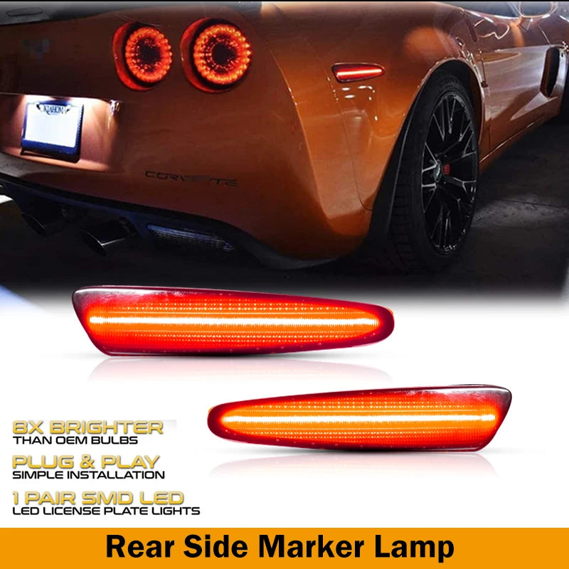For Chevrolet Chevy Corvette C6 05-13 Ijdm Amber Red Side Marker