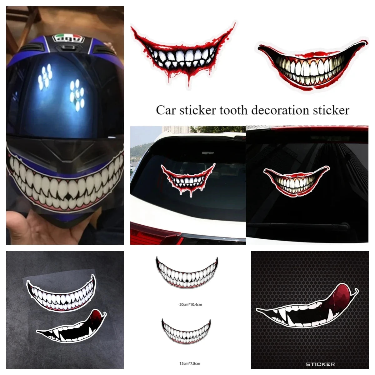 For Classic Hero Venom Teeth Mouth Sticker Modified Wheel Tail