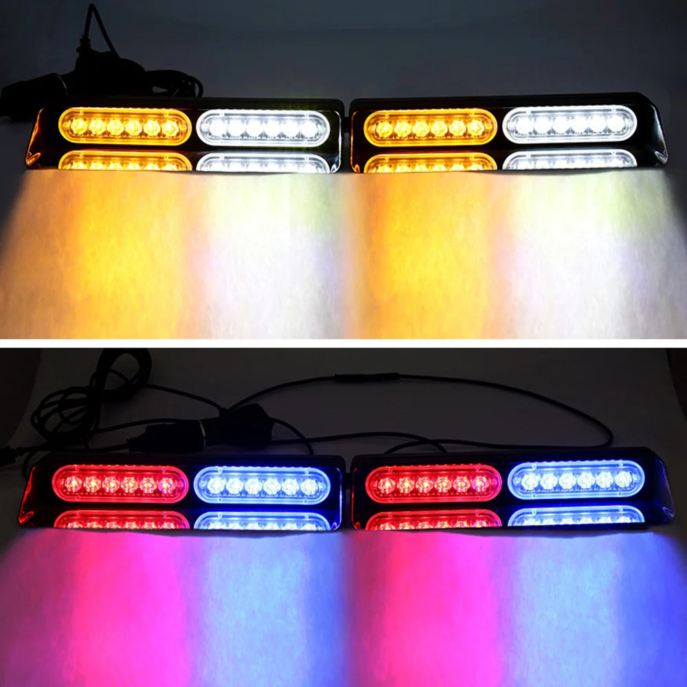 In 24LED Strobe 12-24v Amber White Safety Windshield Warning