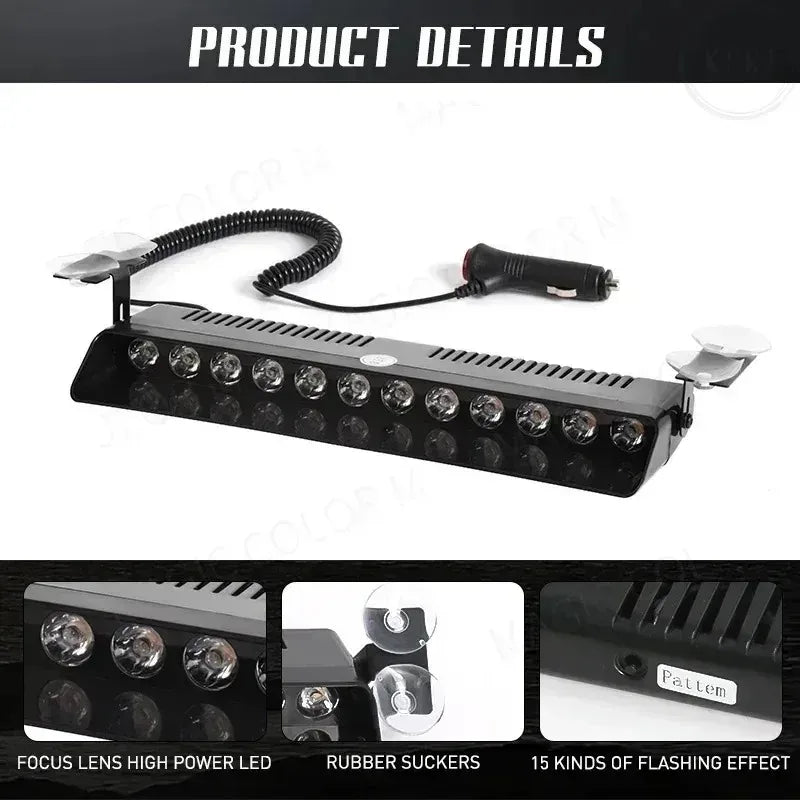 1PC Waterproof Emergency Strobe Windshield Trailer Indicator 12
