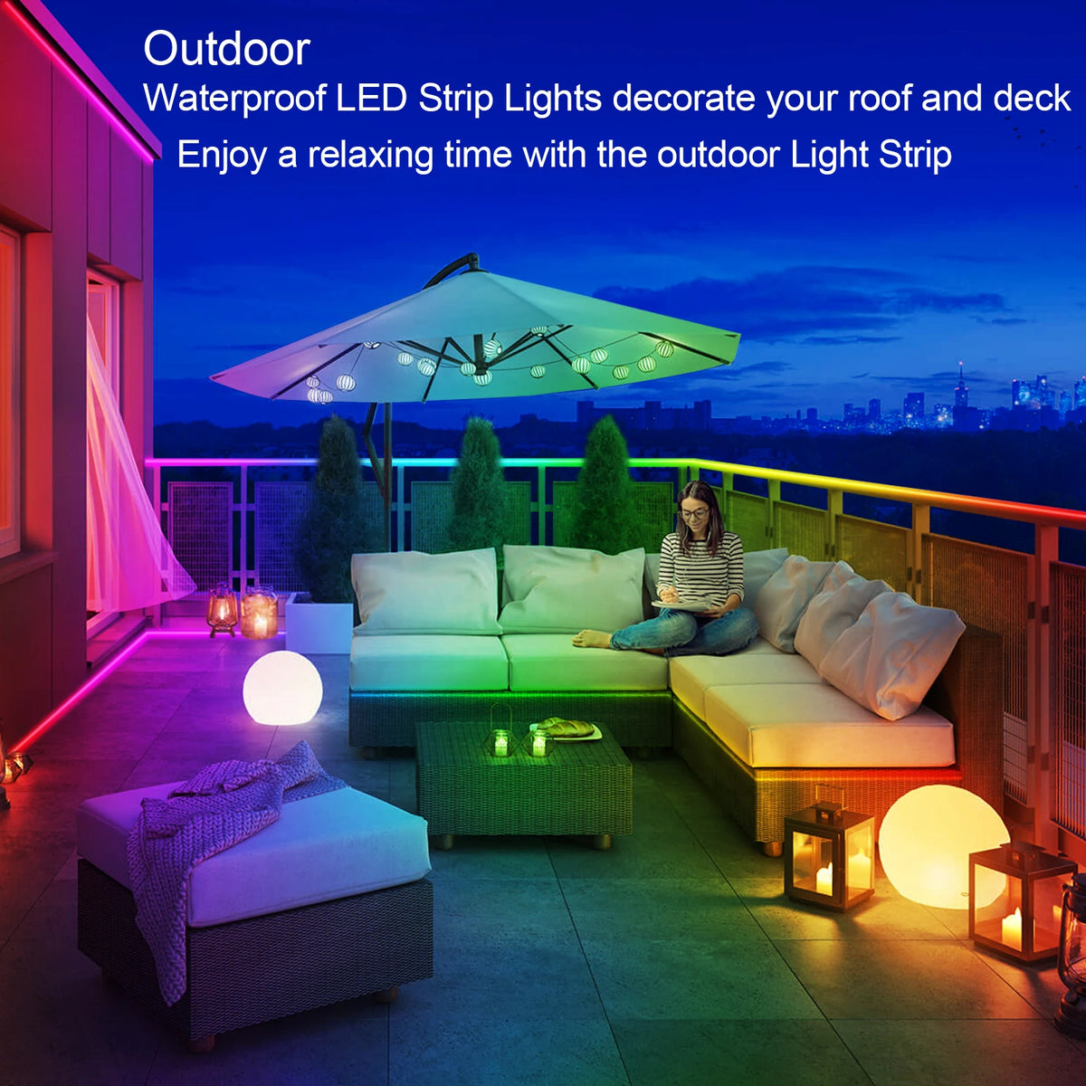 For Deck,Balcony,Pool 200FT Outdoor Strip Waterproof IP68