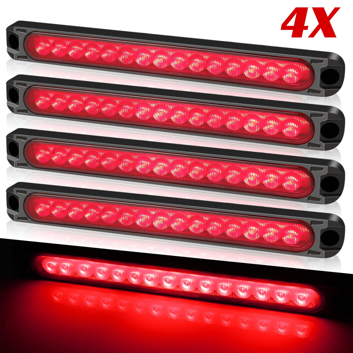4PCS Red 12-24v Trailer Bar Brake Sequential Flow Signal