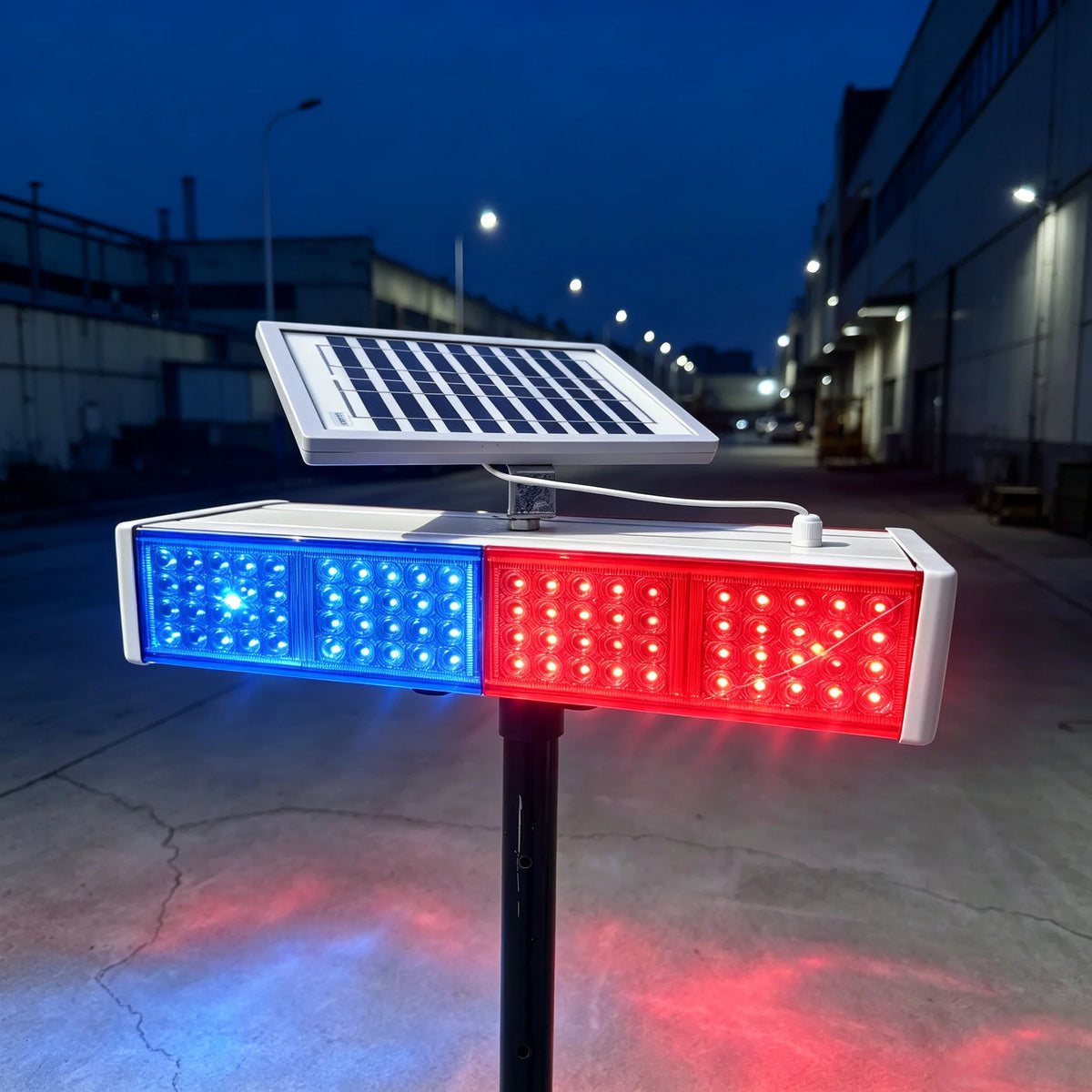 multi-solar Warning Flash Red Blue Night Traffic Road