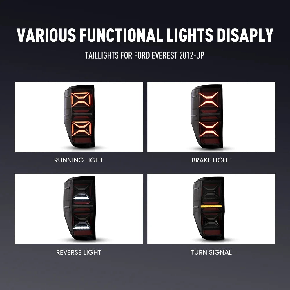 For Ford Everest 2012-UP Drl Reverse Pair Tail Brake Turning