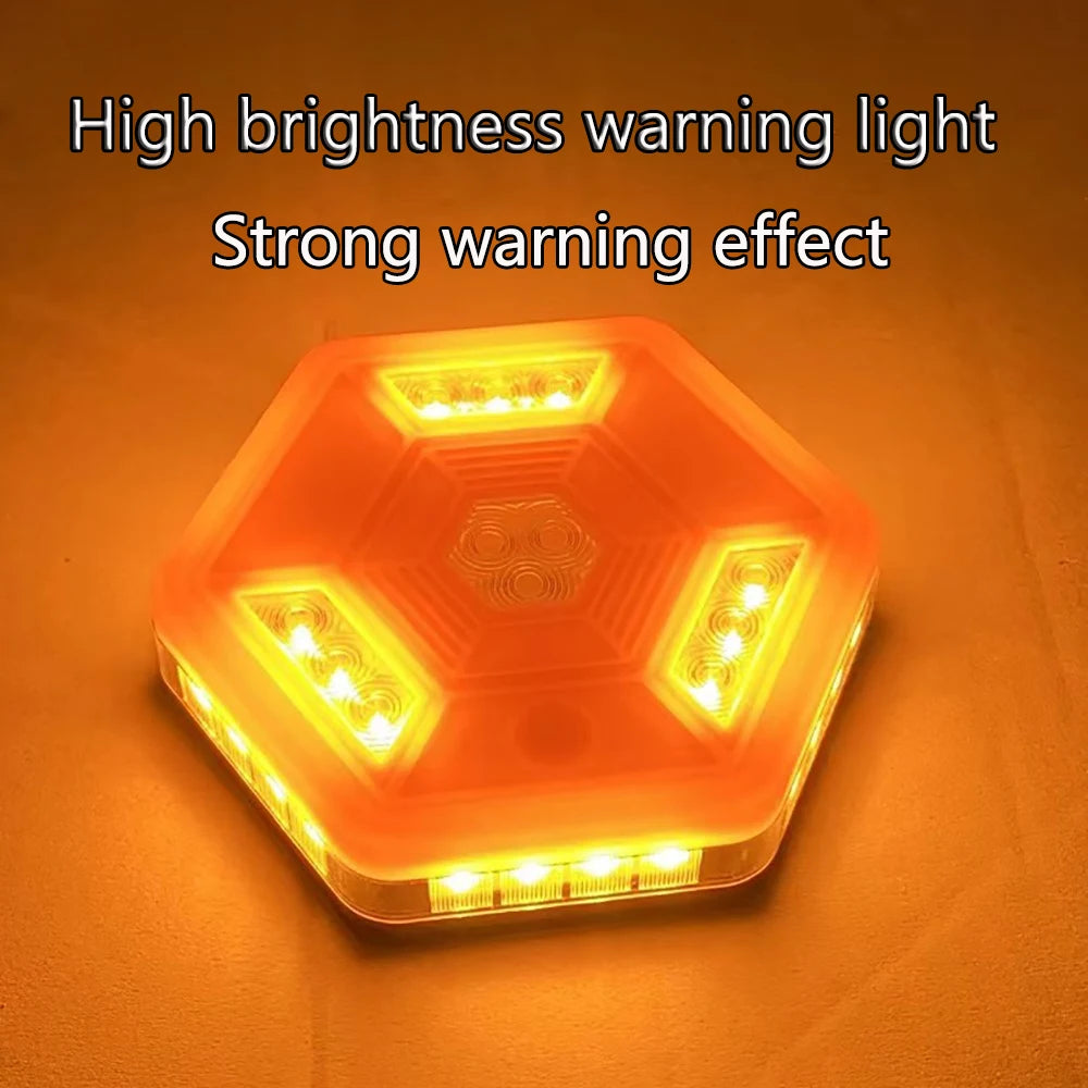 Rotating Magnetic Warning Flashing Rechargeable Yellow White