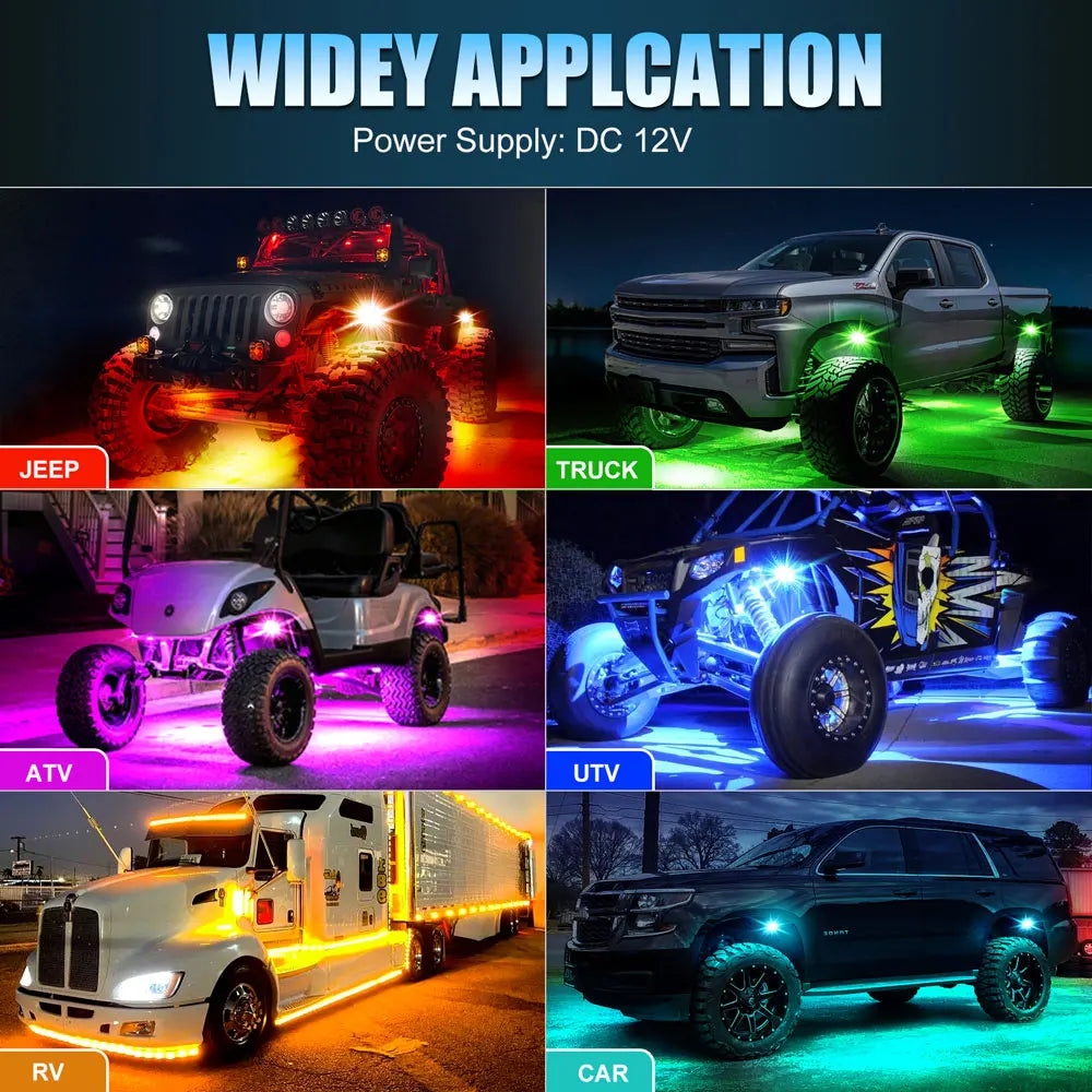 For Offroad Bright RGB Rock APP Control Waterproof IP68 Neon