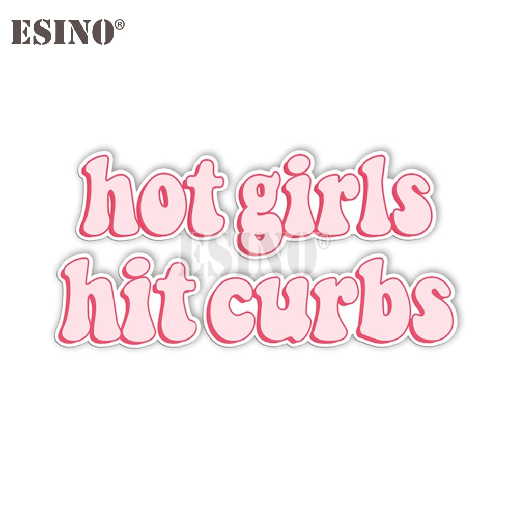 Funny Girls Hit Curbs Pvc Adhesive Decal Cartoon Waterproof