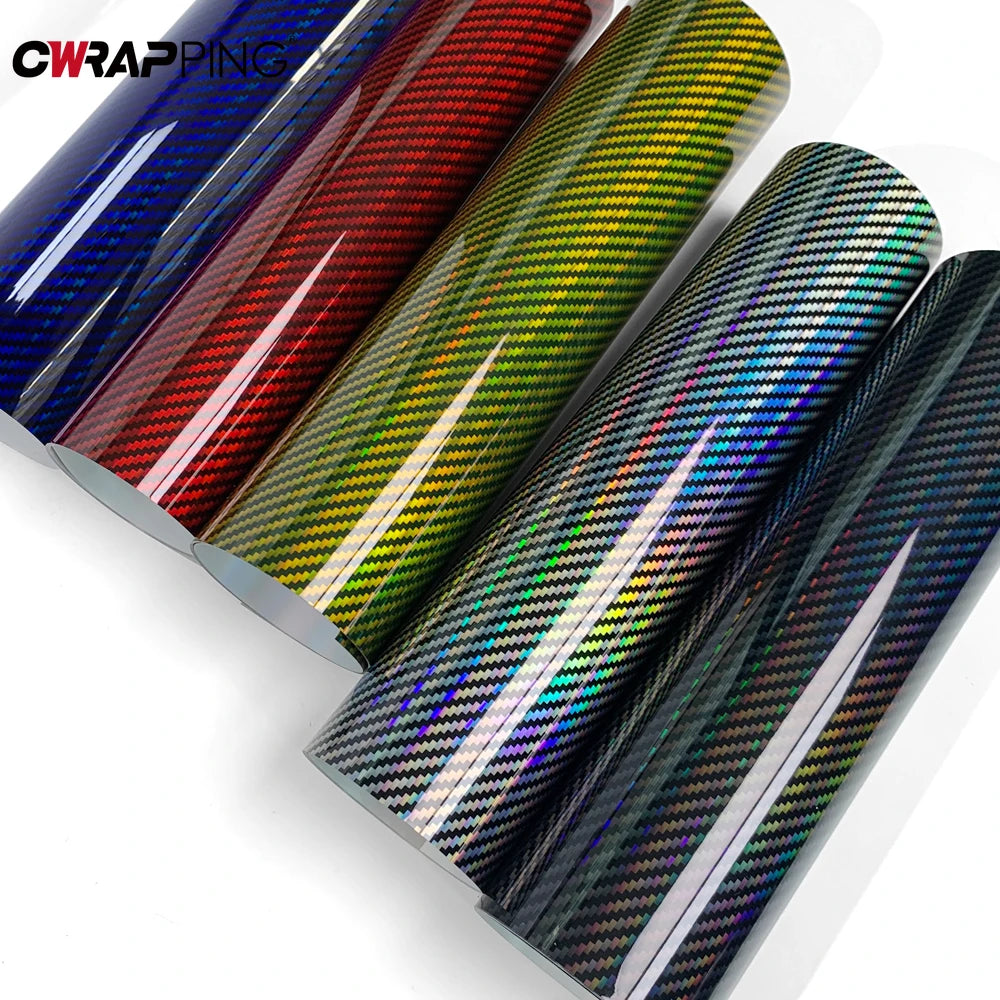 Laser Carbon Fiber Glossy Vinyl Wrap Film Body Waterproof