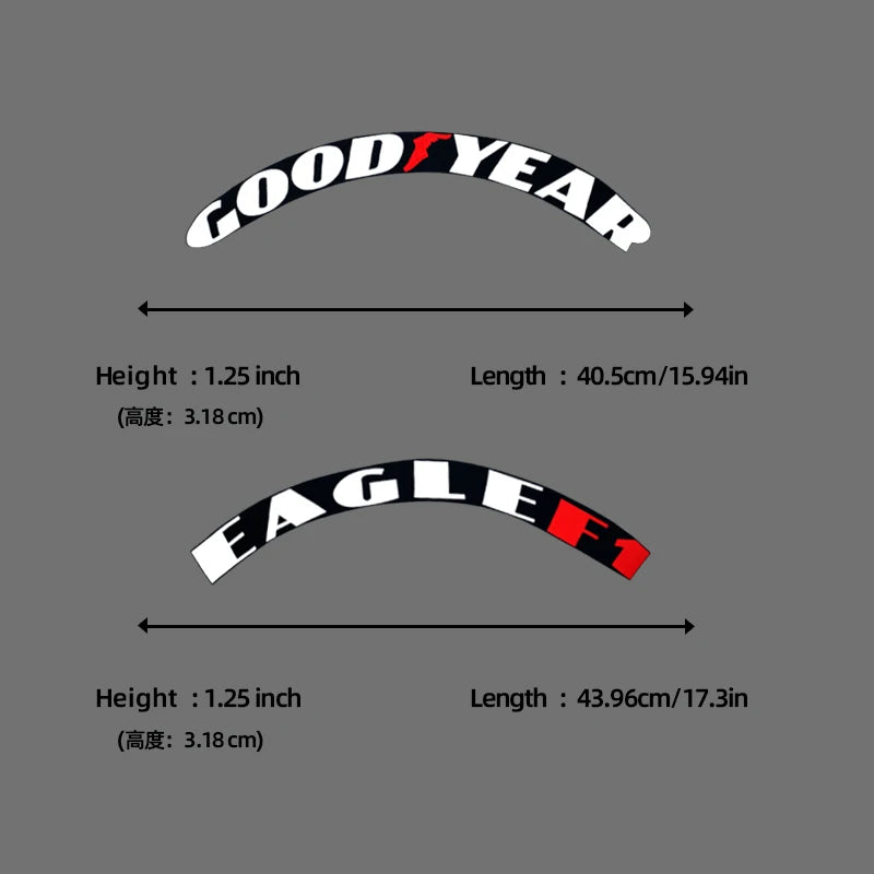 8PCS Tire Wheel Stickers Tuning 3D Permanent Pvc Joined