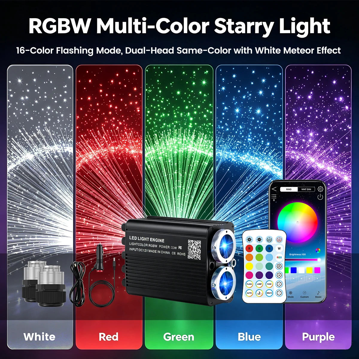 32W Rgbw Fiber Optic Star Ceiling Twinkle Meteor Effect
