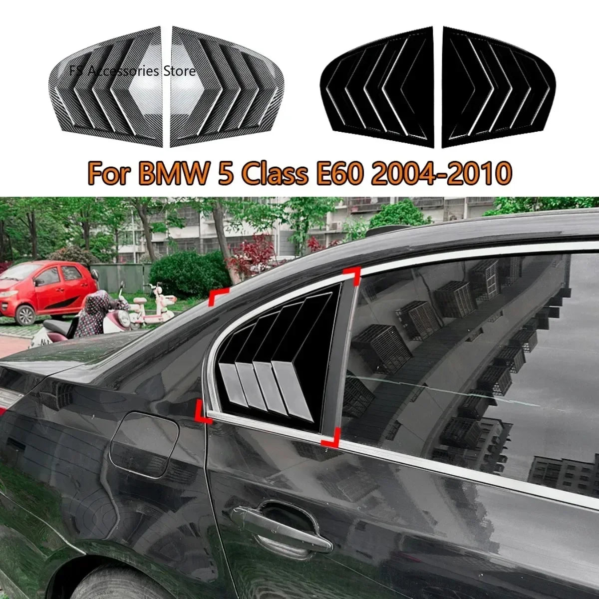 For BMW 5 Class E60 2004-2010 Side Rear Window Louver Paste Type