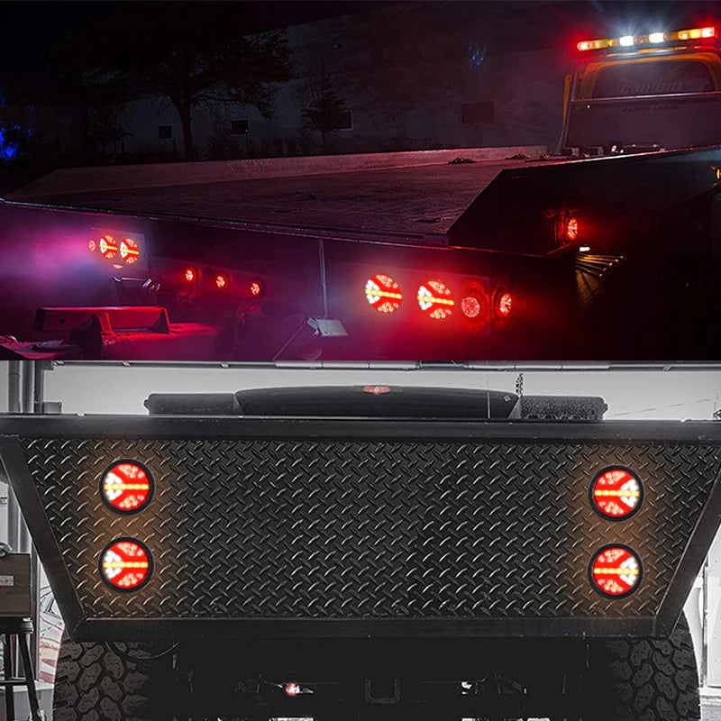 For Lada Inch Round Tail Amber Red Taillight 12V 24V Stop