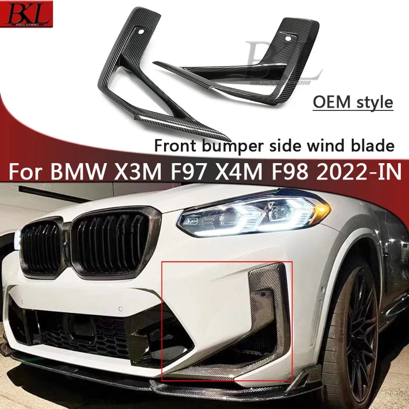 For BMW X3M F97 X4M F98 Dry Carbon Fiber Front Bumper Fog Frame