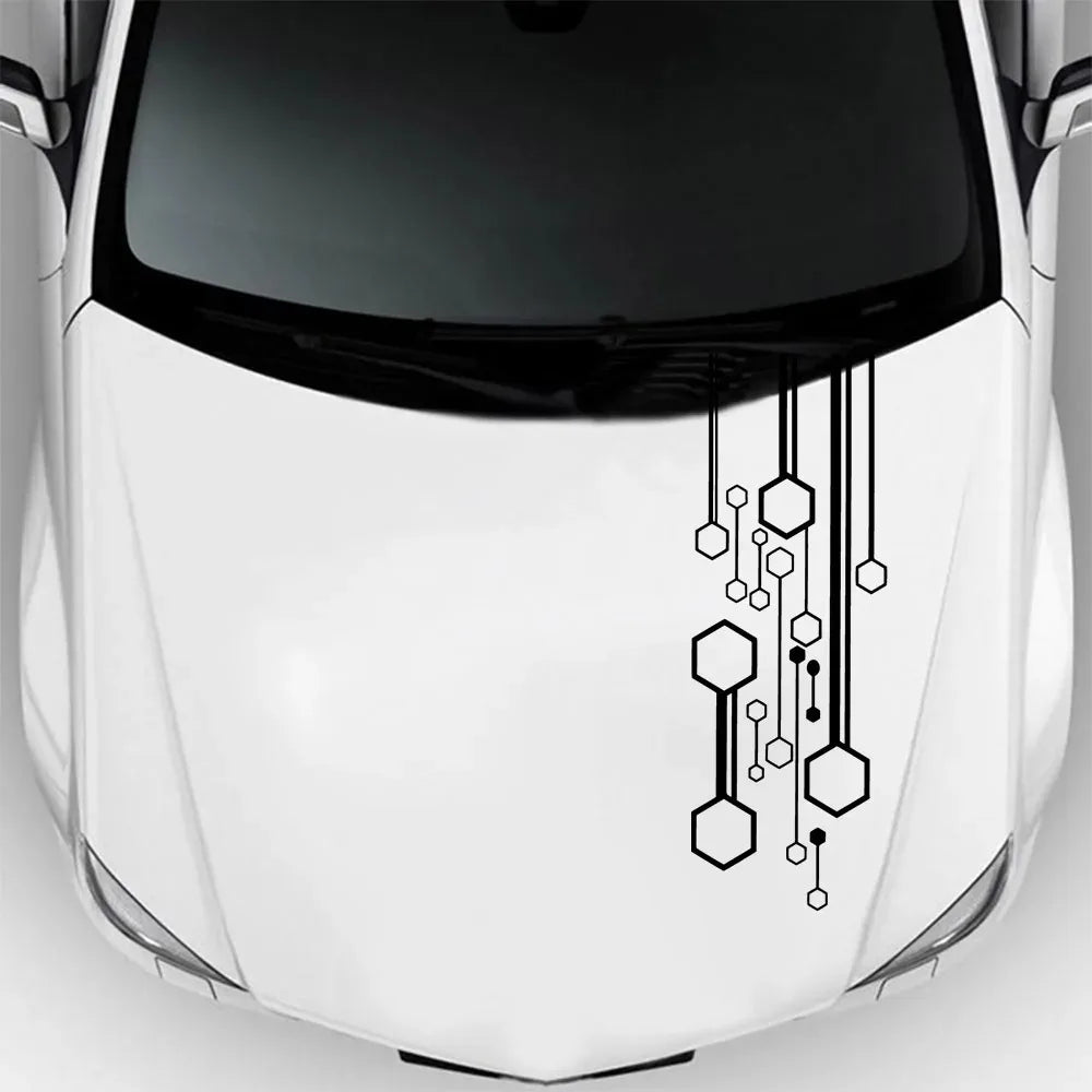 Fashion Hexagon Stripes Vinyl Stickers Truck Hood Decal Door