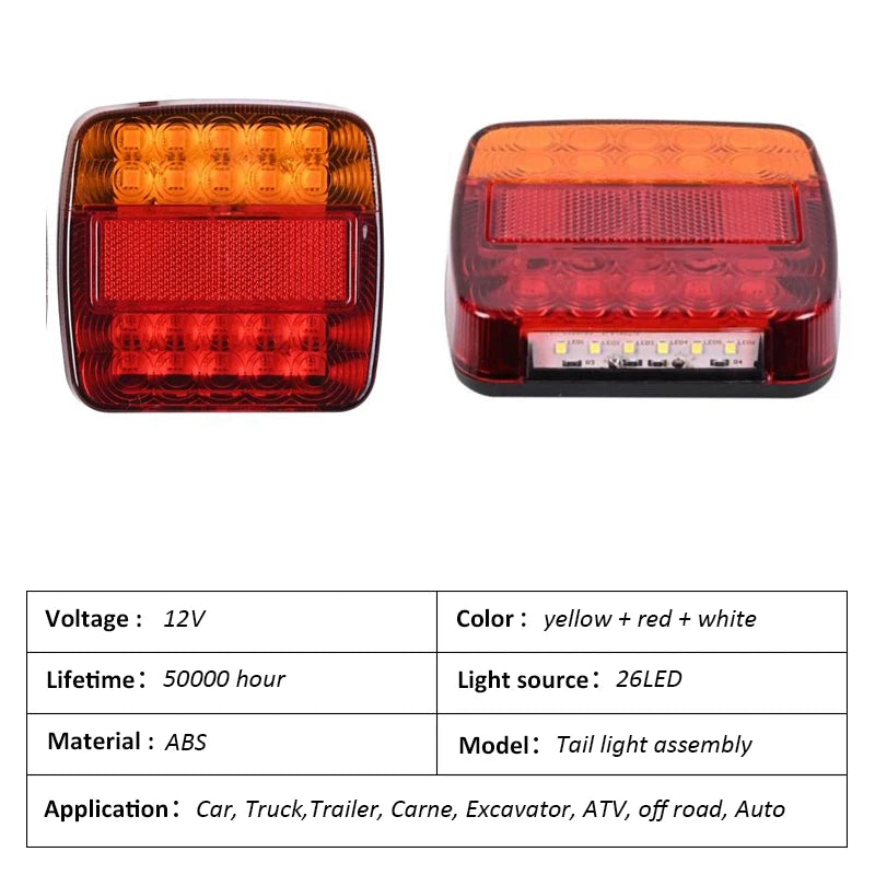 For Trailer Caravans 2PCS 26LED 12V Dc Waterproof Durable Truck