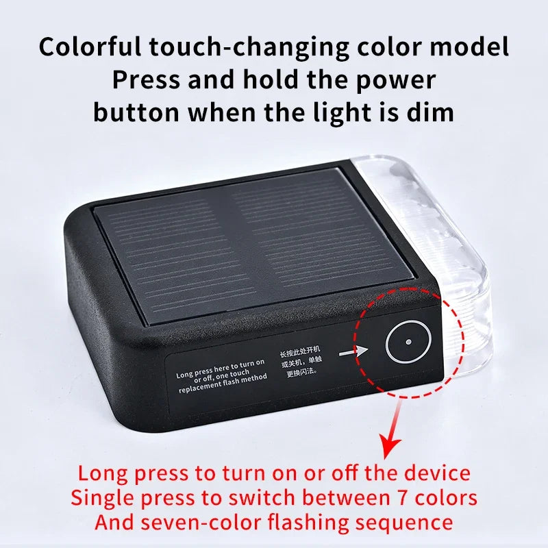 For Motorcycle Top Box Side Case Solar Warning Flashing Mode