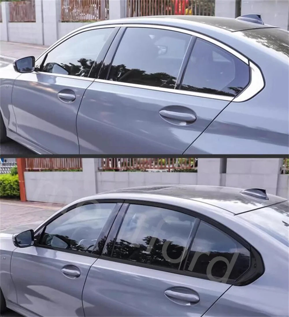 For BMW 5 Series G30 2018-2023 Black Steel Window Molding Frame