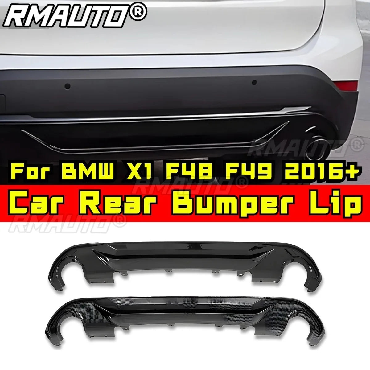 For BMW X1 F48 F49 2016+ Rear Bumper Lip Splitter Diffuser