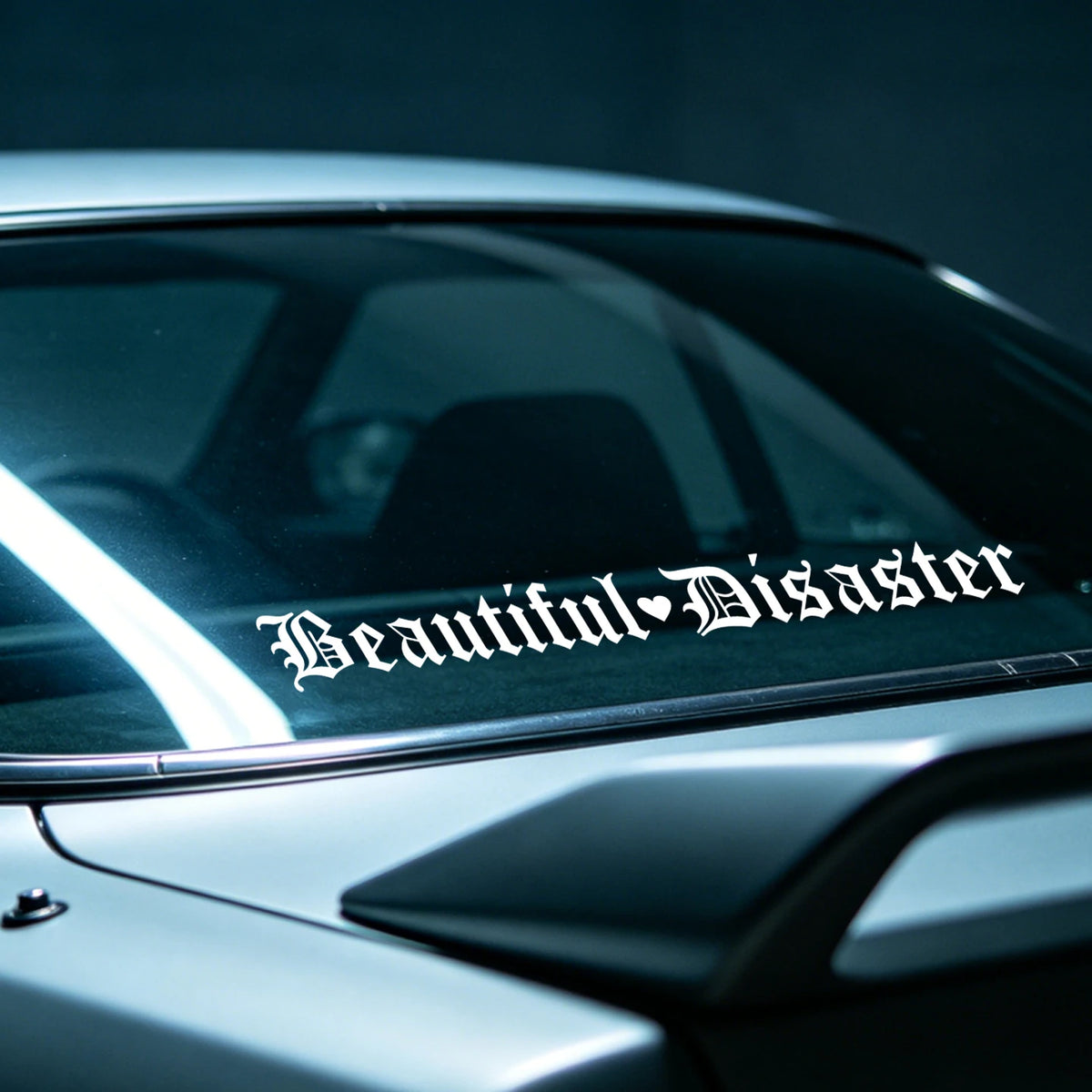 Beautiful Disaster Gothic Letter Vinyl Sticker Jdm Modified Front