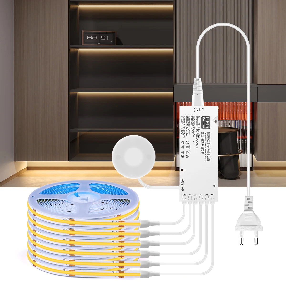 1-6pcs Cob Strip Under Cabinet Collection Display Touch Dimmer